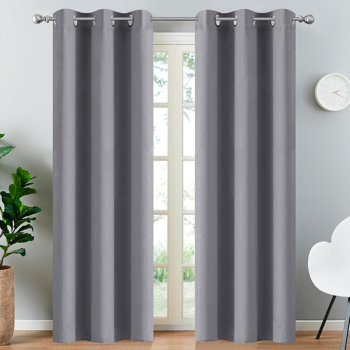 90"L x 38"W fabric curtains in Grey