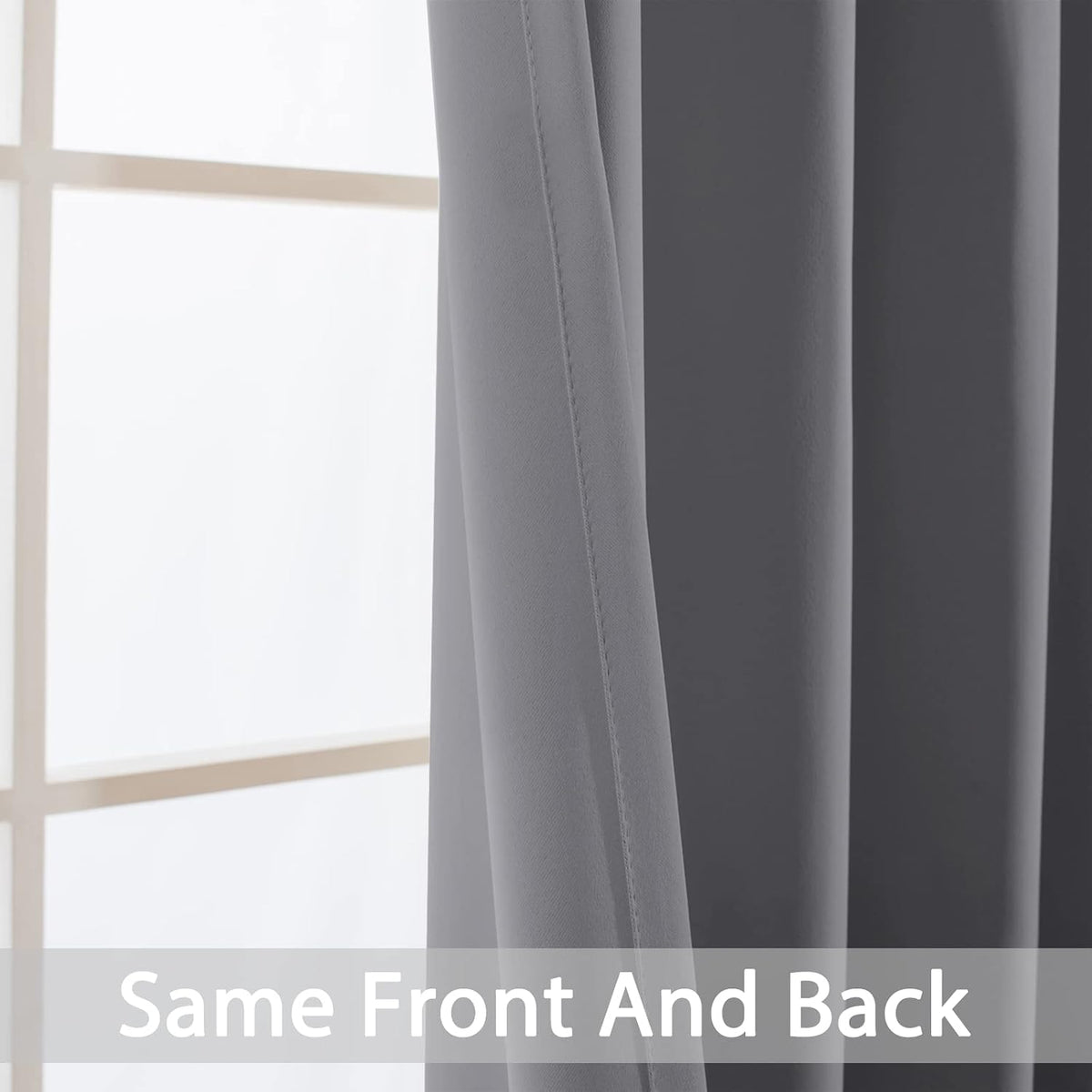 90"L x 52"W fabric curtains in Grey, alternate view 6