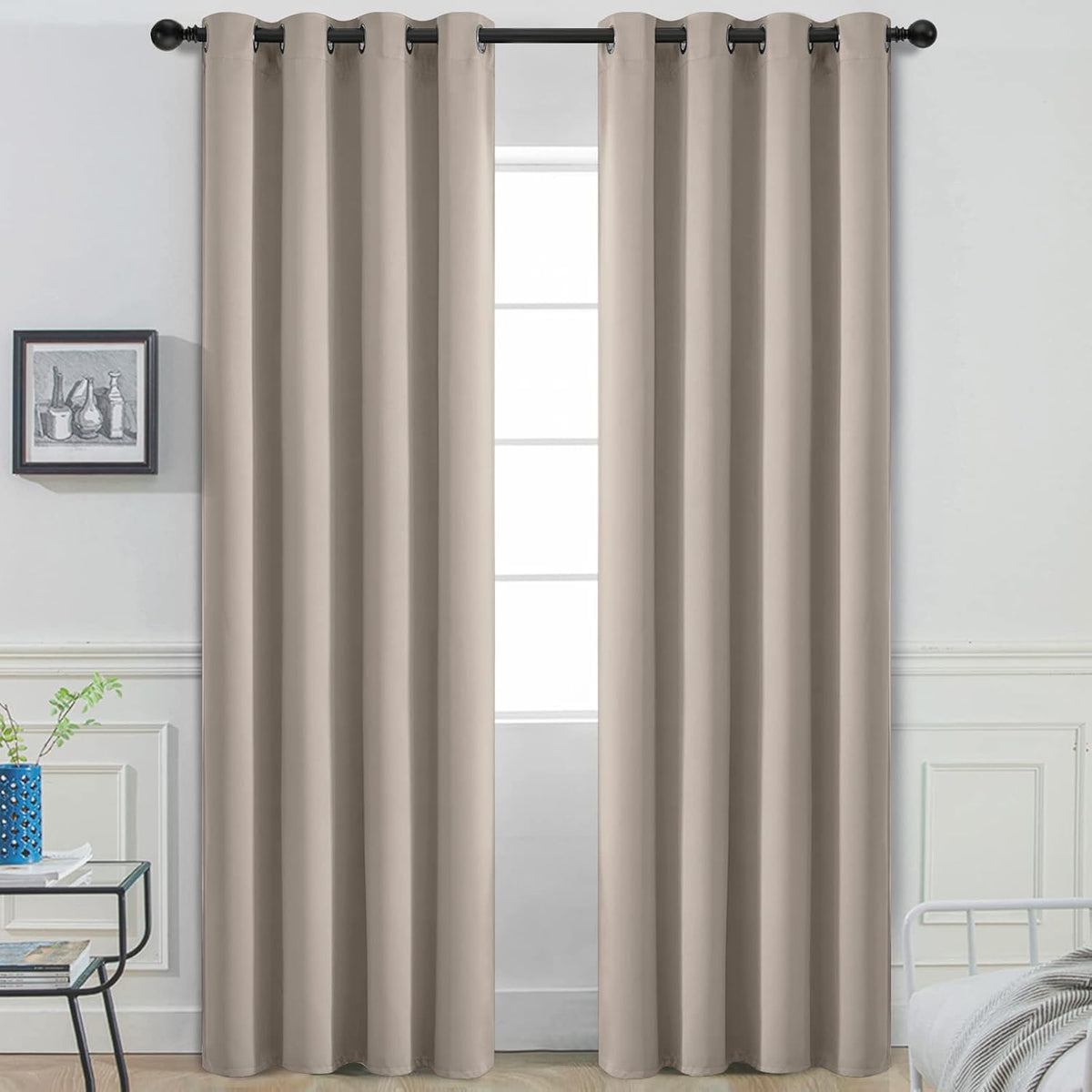 96"L x 52"W fabric curtains in Natural