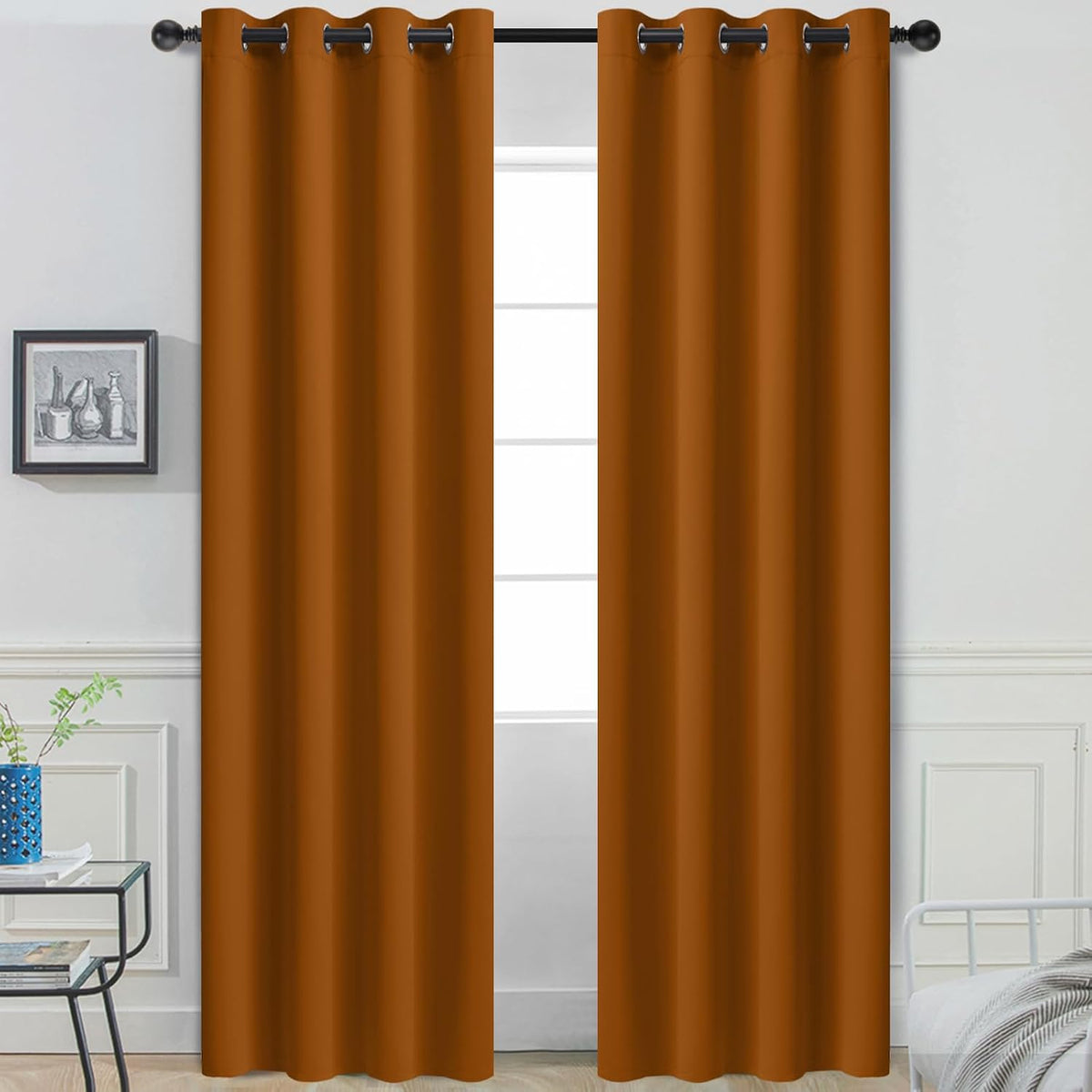 96"L x 52"W polyester curtains in Burnt Orange