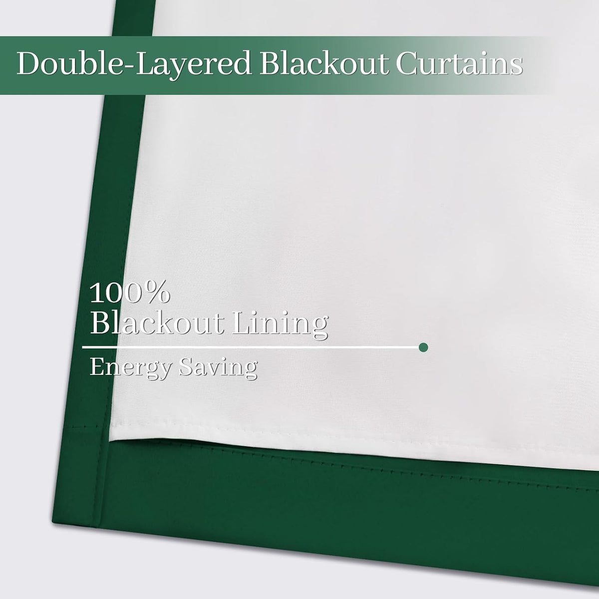 96"L x 52"W polyester curtains in Dark Green With Black Liner, alternate view 4