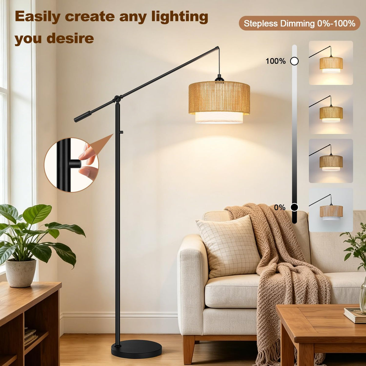 Yemela 11"D x 11"W x 72"H metal floor lamps, alternate view 3