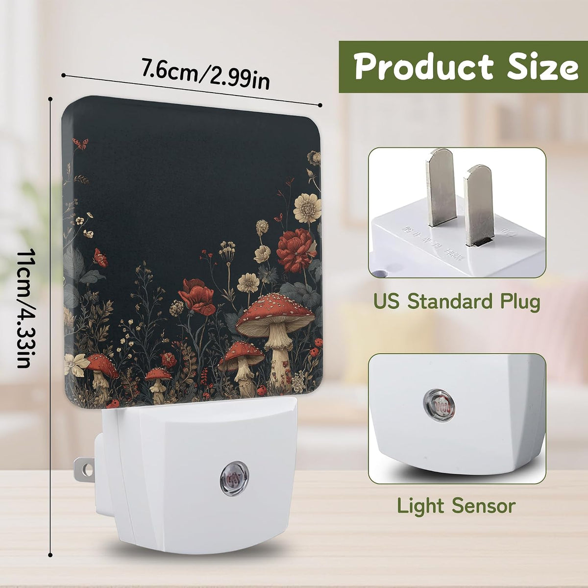 2"D x 4.5"W x 3"H night lights & ambient lighting, alternate view 7
