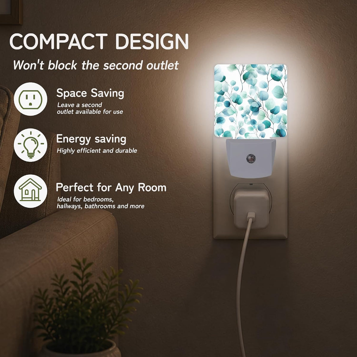 2"D x 4.5"W x 3"H night lights & ambient lighting, alternate view 4