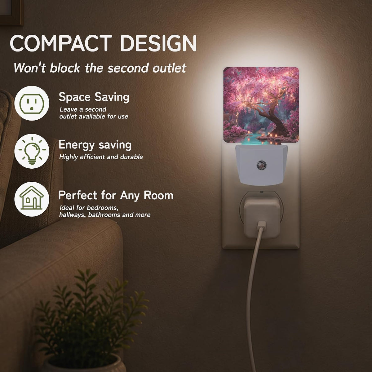 2"D x 4.5"W x 3"H night lights & ambient lighting, alternate view 4
