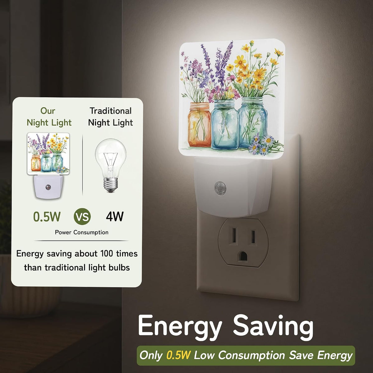 2"D x 4.5"W x 3"H night lights & ambient lighting, alternate view 3