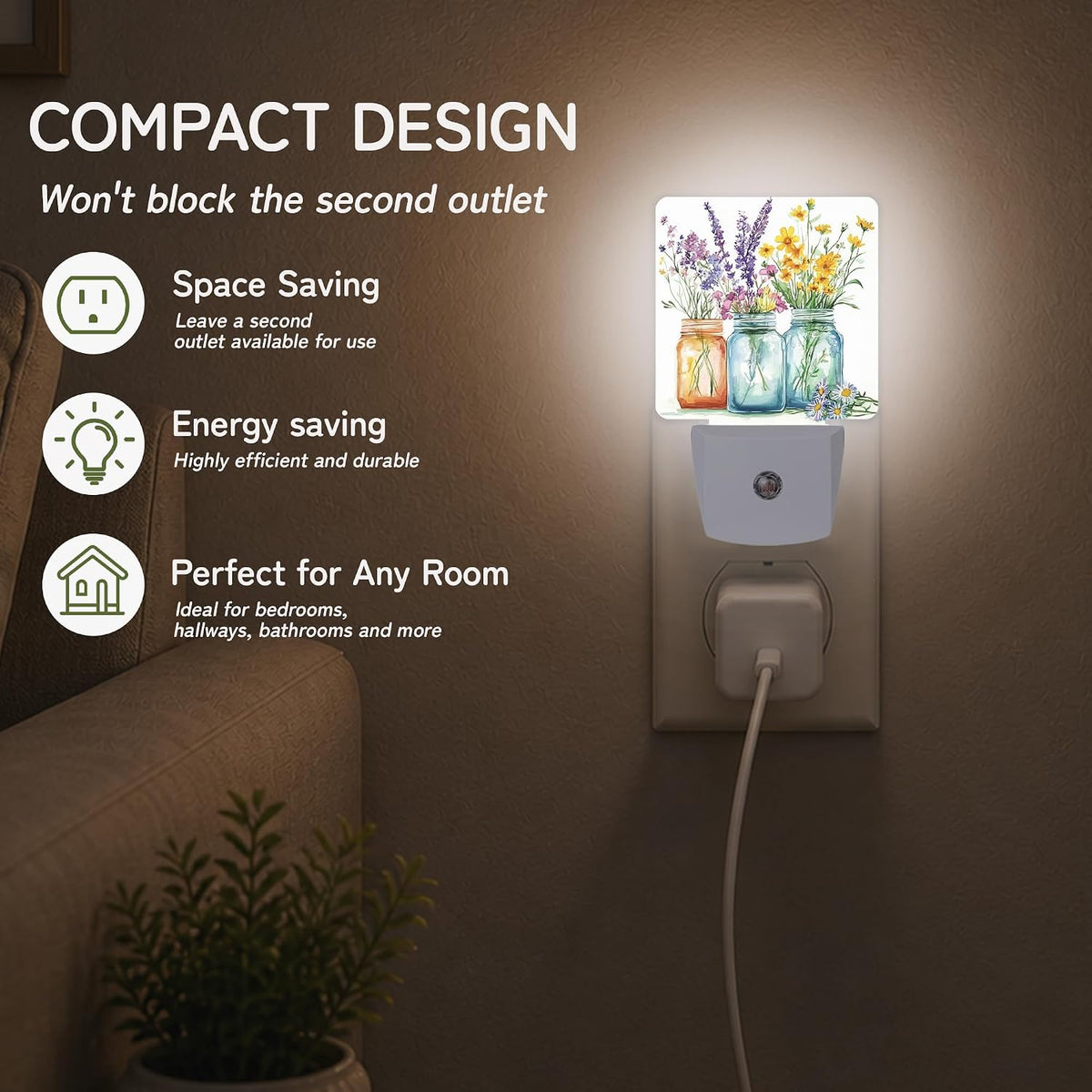 2"D x 4.5"W x 3"H night lights & ambient lighting, alternate view 4