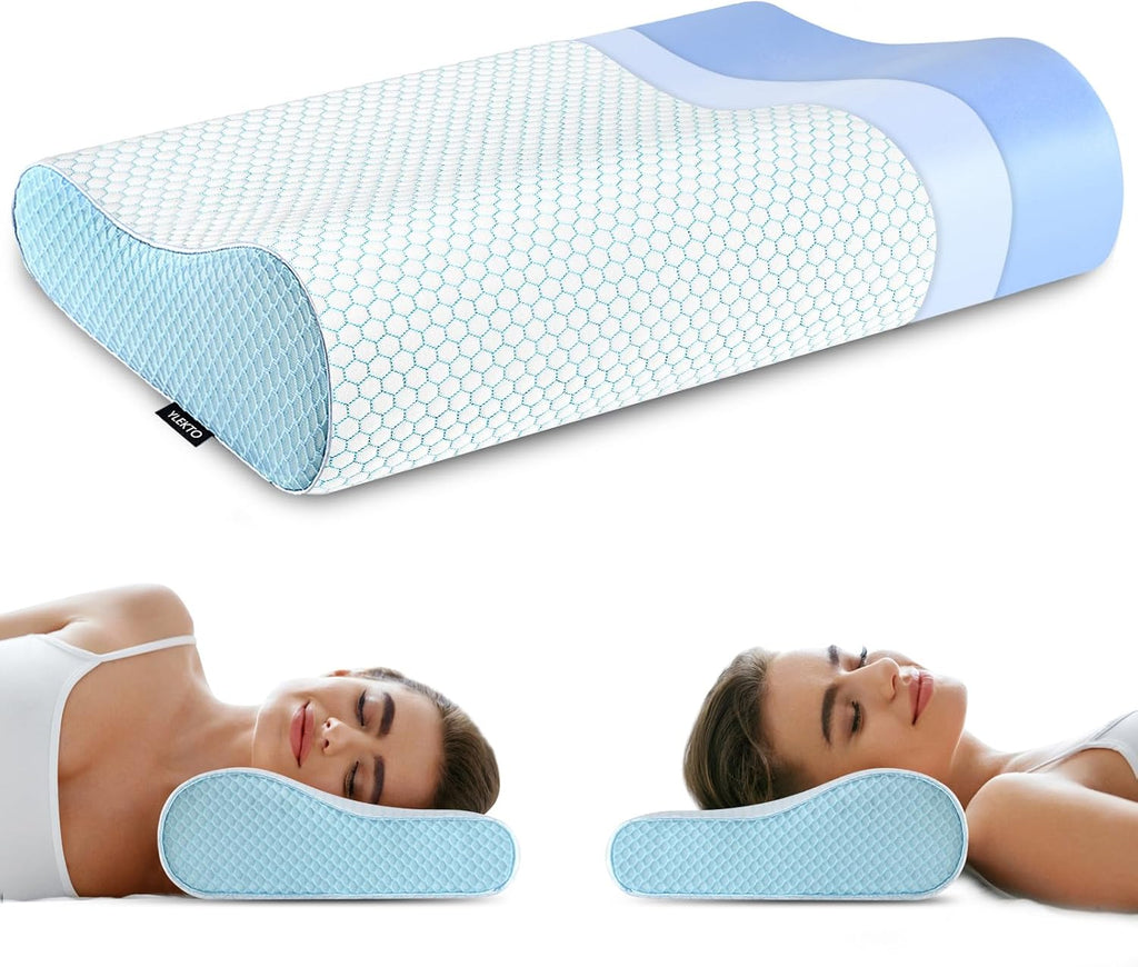 Standard(20*12*4.7inches) memory foam neck & cervical pillows in Blue
