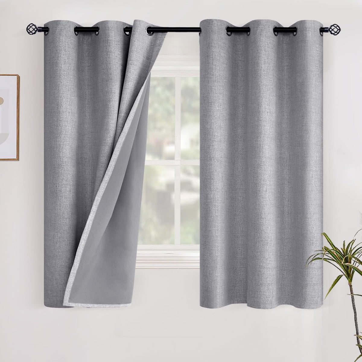 40"L x 42"W linen curtains in Grey