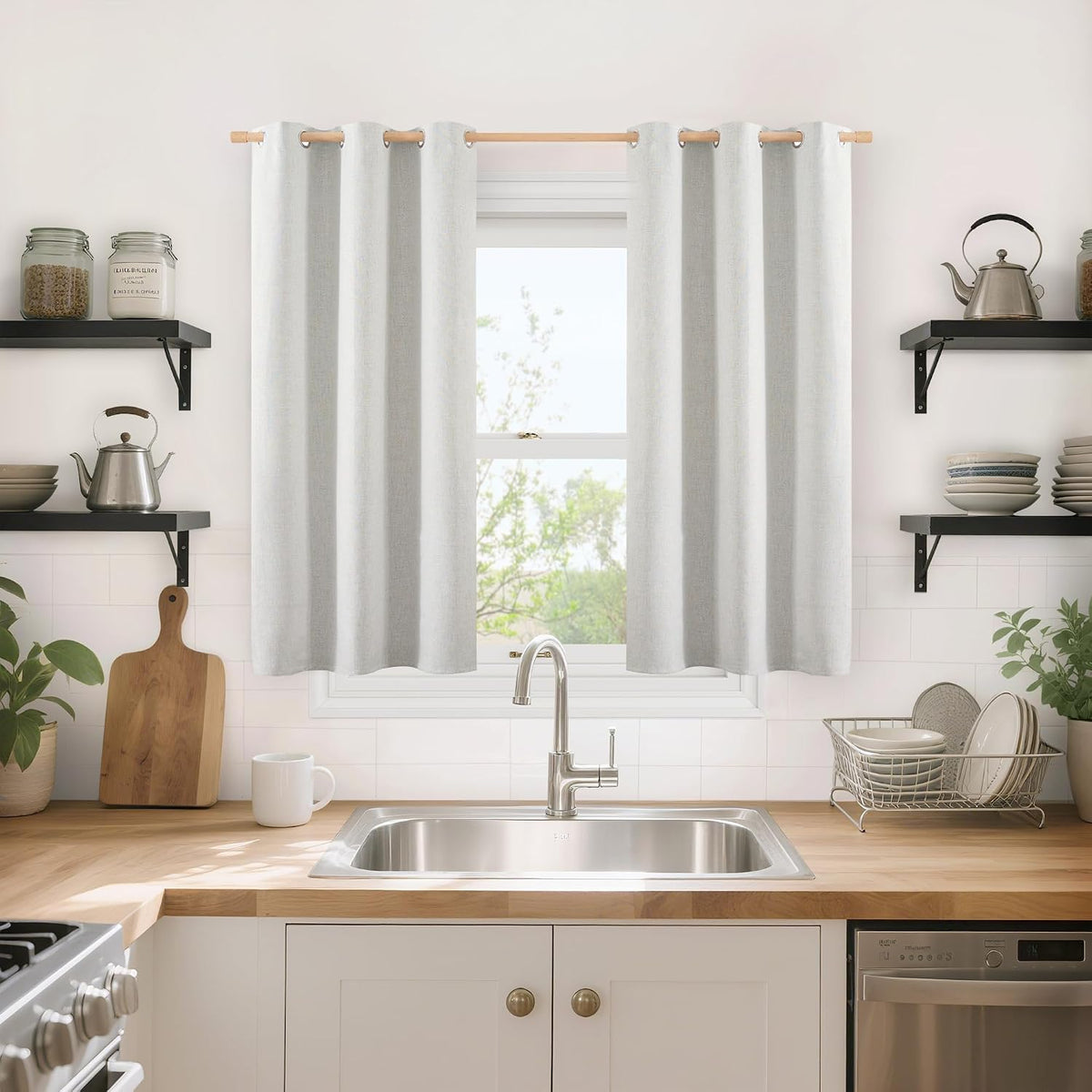 40"L x 42"W linen curtains in Ivory, alternate view 4