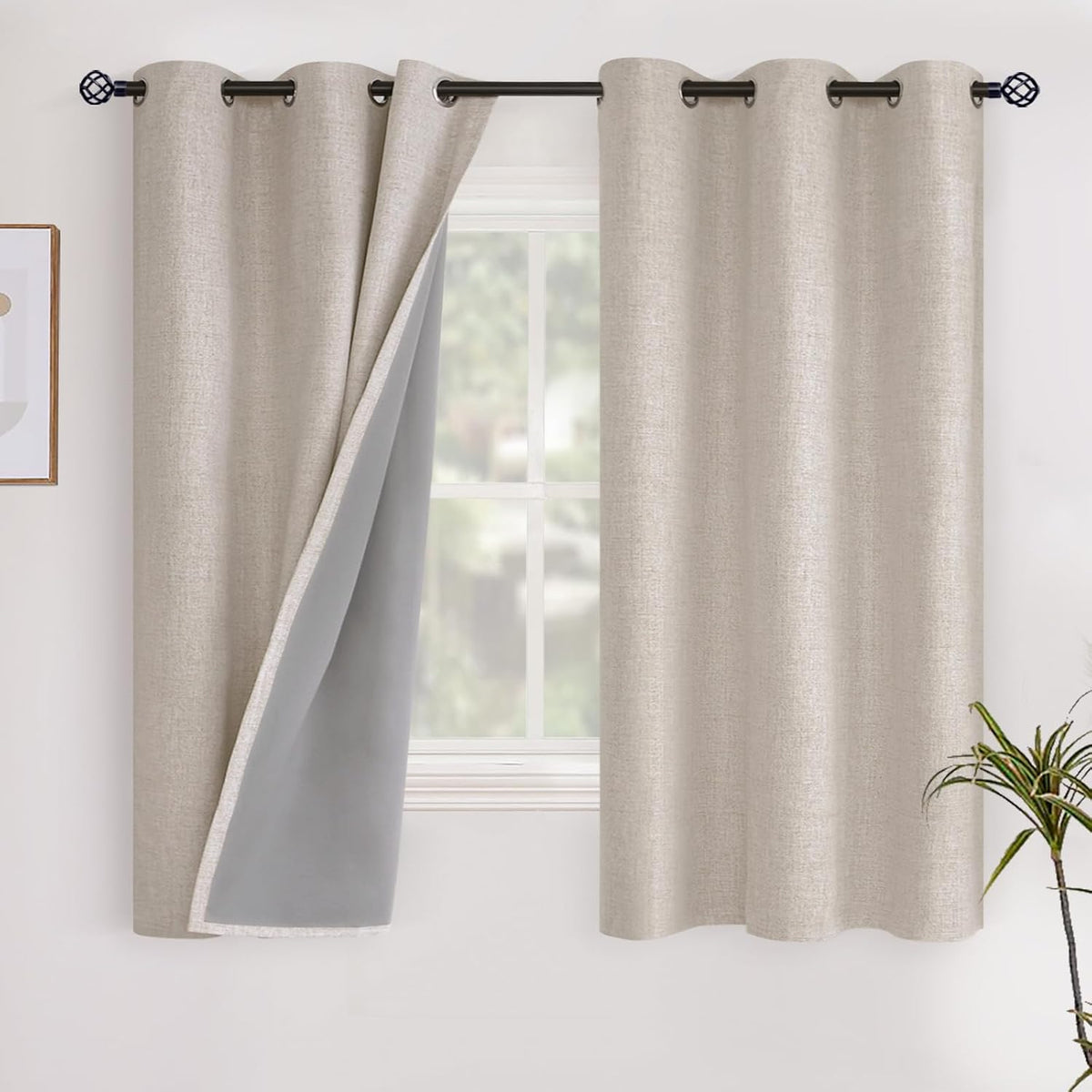 40"L x 42"W linen curtains in Oatmeal