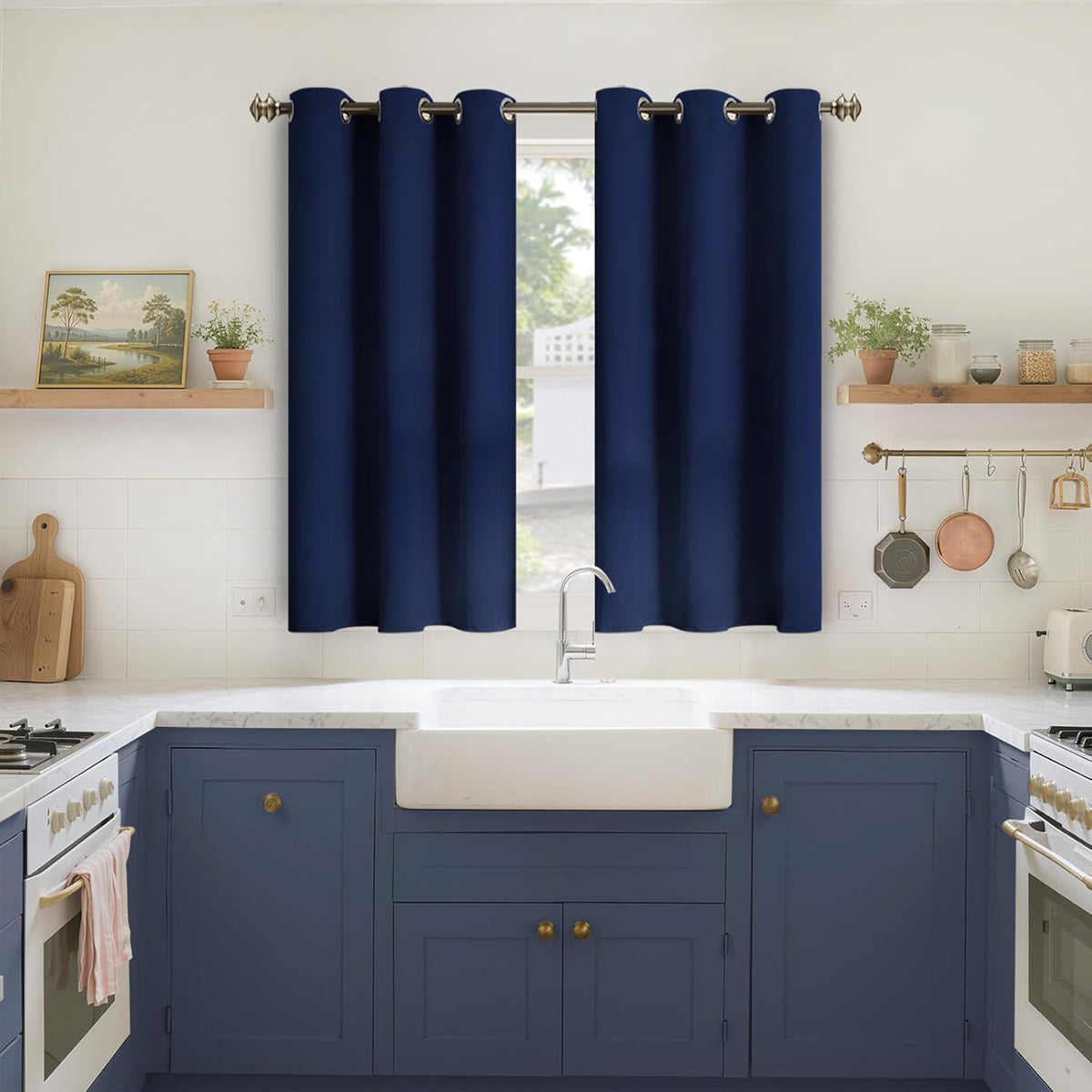45"L x 42"W fabric curtains in Navy, alternate view 4