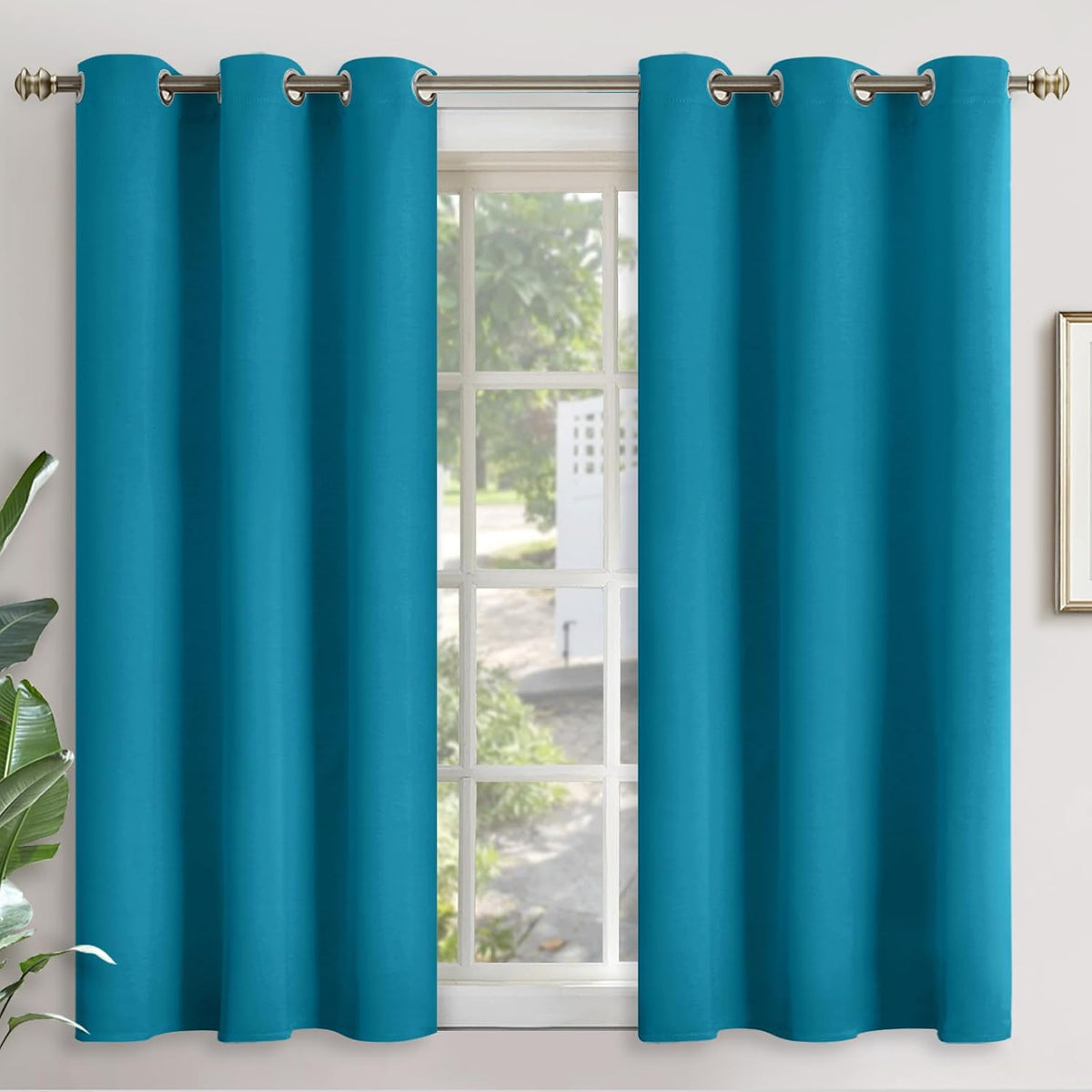 45"L x 42"W microfiber curtains in Teal Blue.
