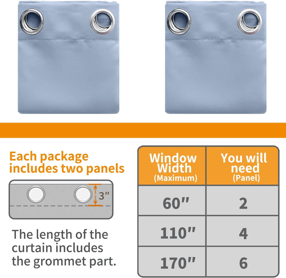45"L x 42"W polyester curtains in Baby Blue, alternate view 7
