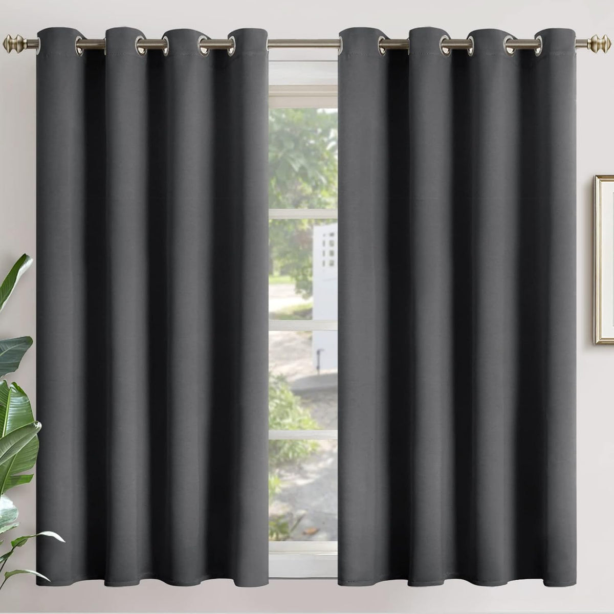 45"L x 52"W polyester curtains in Dark Grey