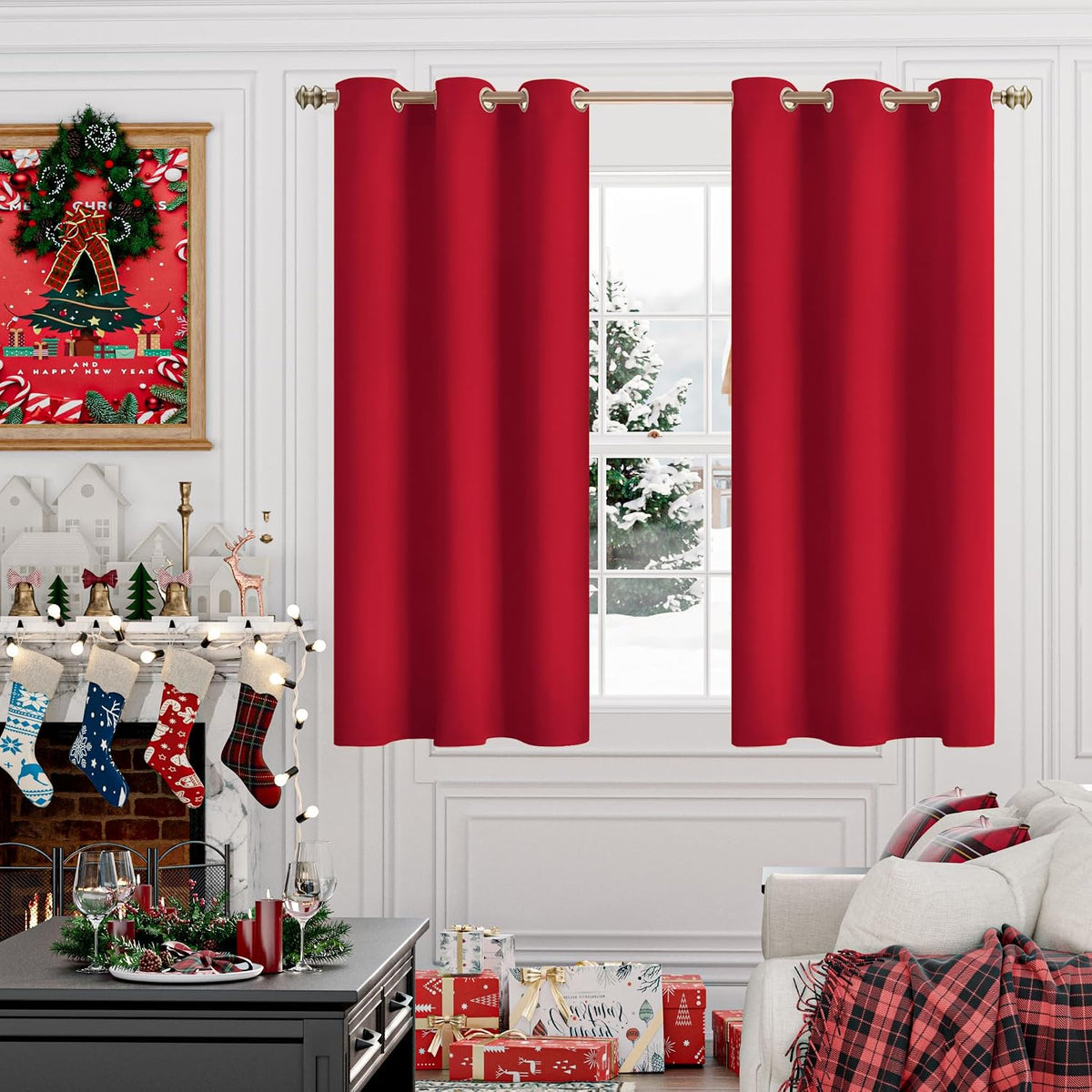 48"L x 42"W polyester curtains in Red, alternate view 3