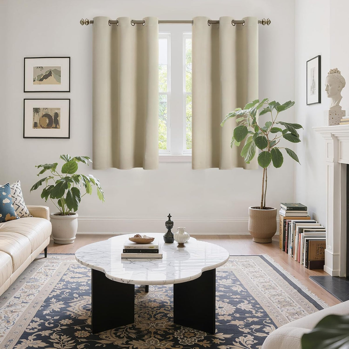 54"L x 42"W fabric curtains in Beige, alternate view 3