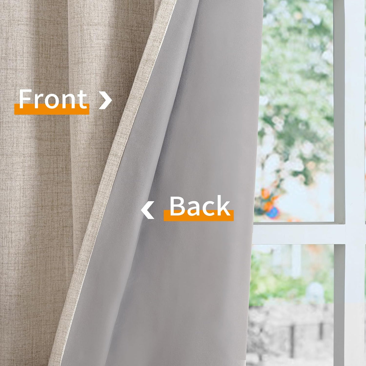 54"L x 52"W linen curtains in Oatmeal, alternate view 7