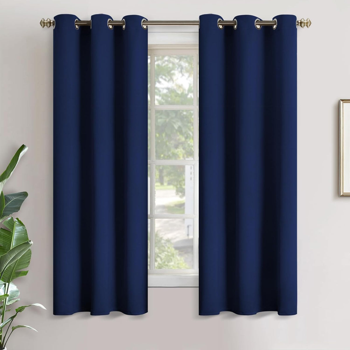 63"L x 34"W polyester curtains in Navy