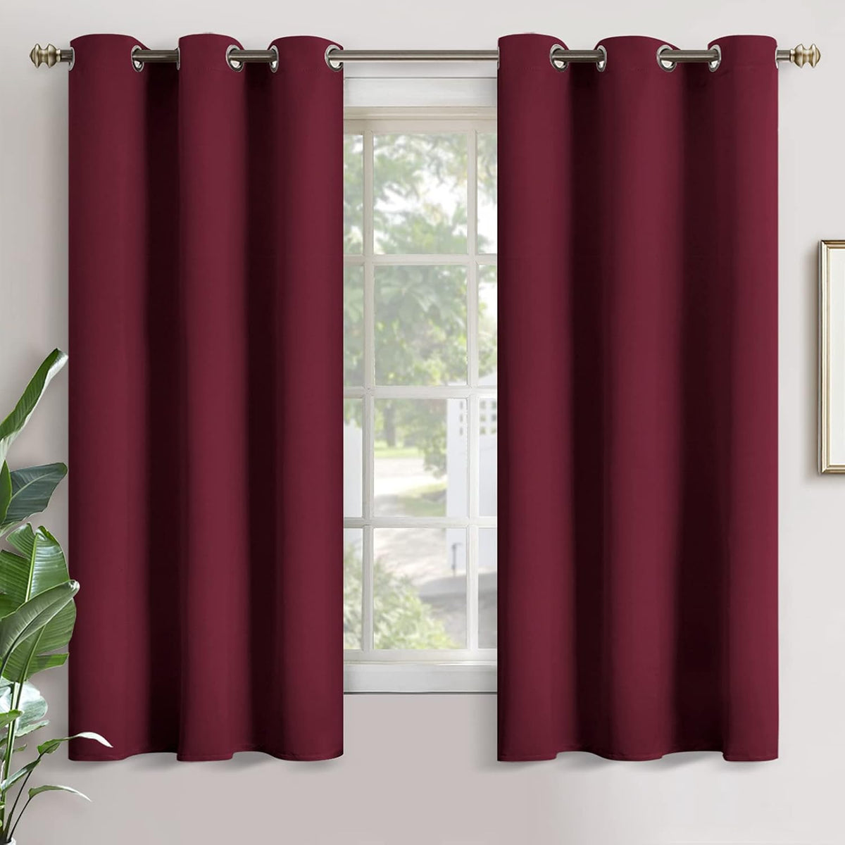 63"L x 42"W fabric curtains in Burgundy