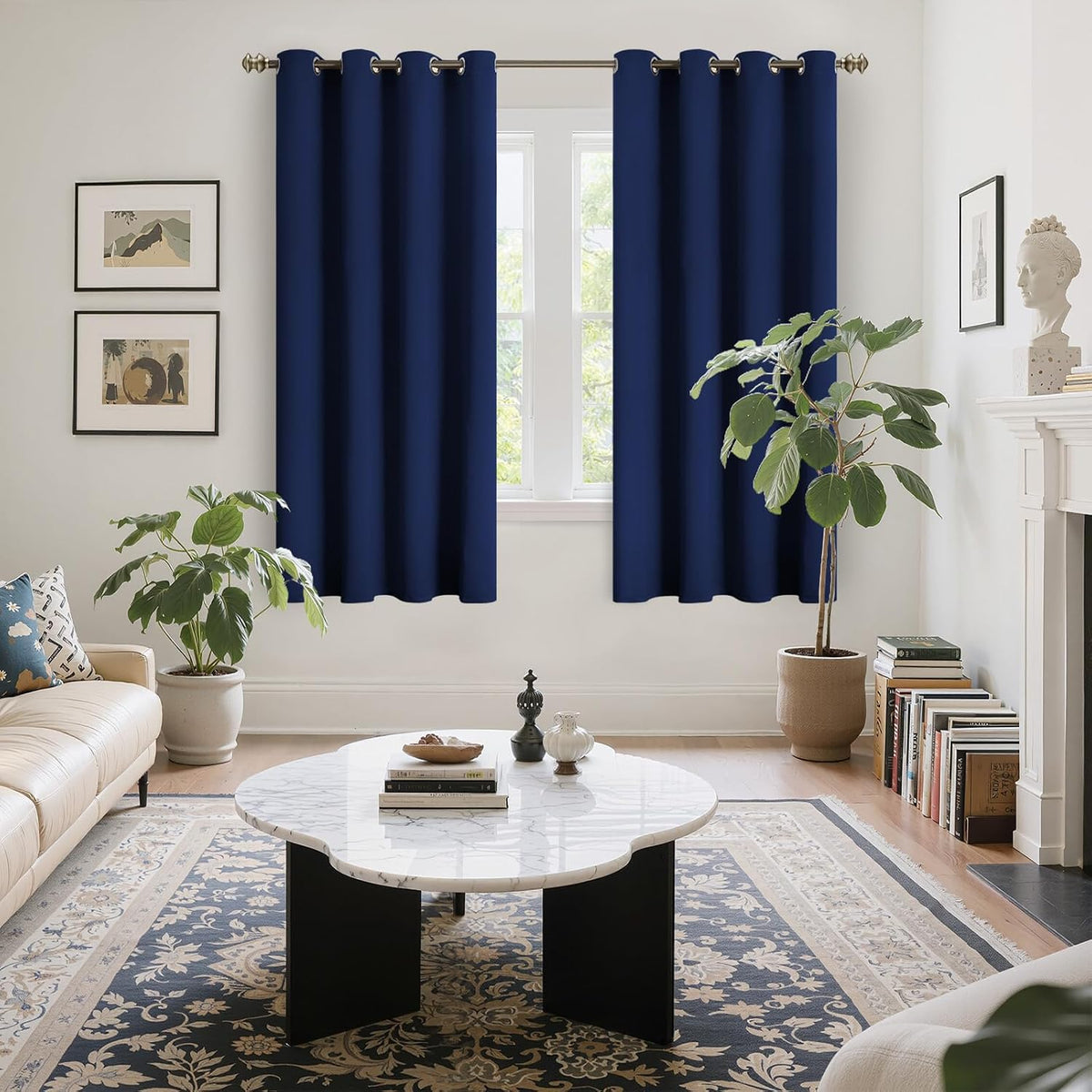 63"L x 52"W fabric curtains in Navy, alternate view 4