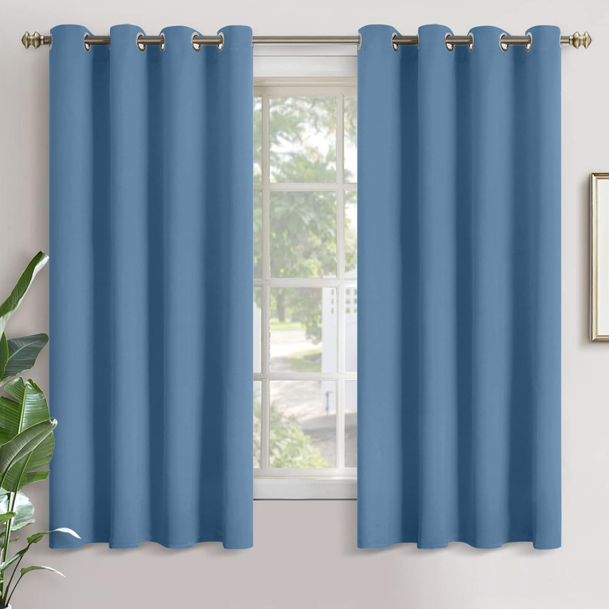 63"L x 52"W microfiber curtains in Denim Blue