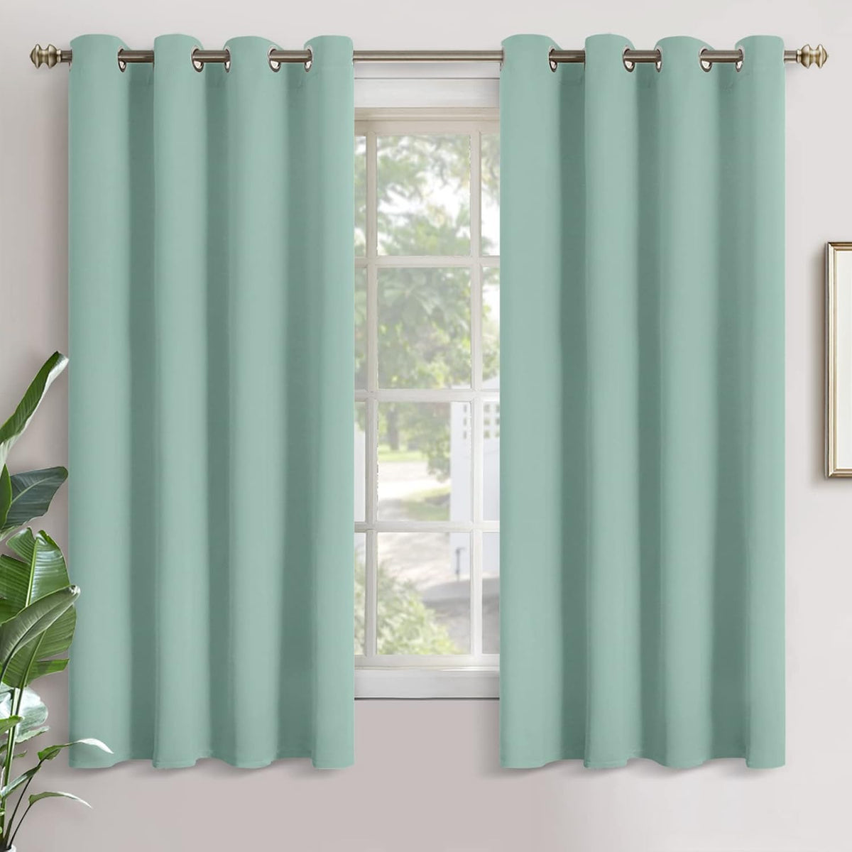 63"L x 52"W microfiber curtains in Light Sage