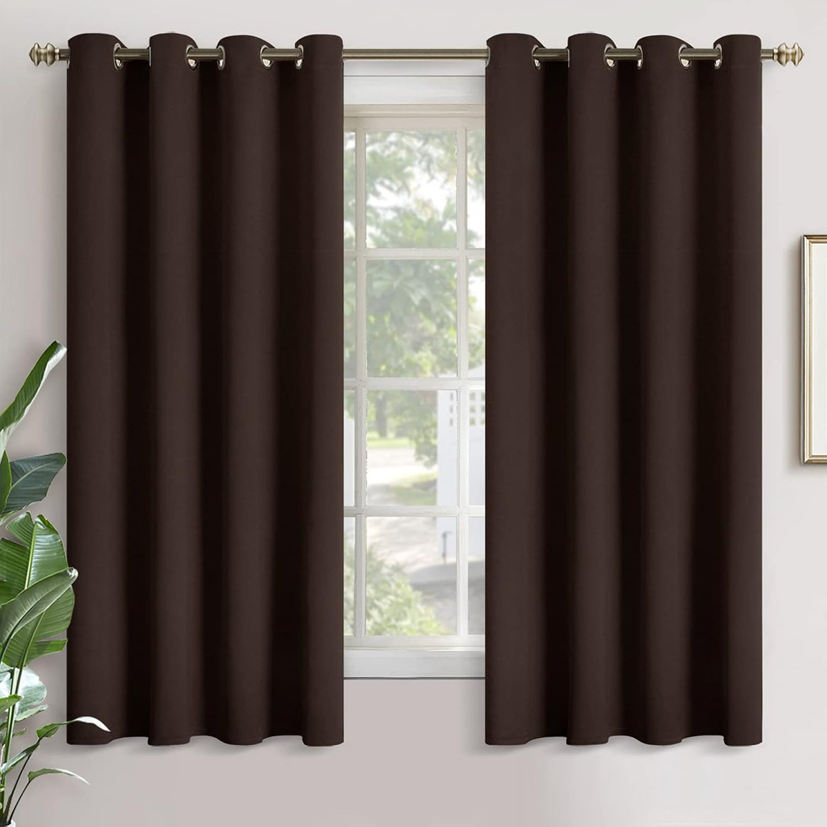 63"L x 52"W polyester curtains in Brown