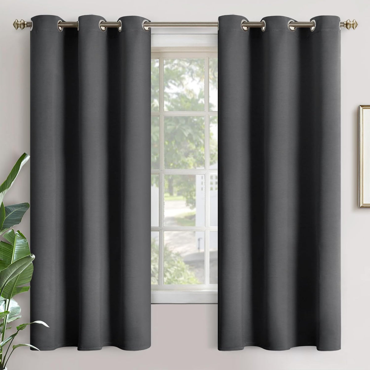 68"L x 42"W fabric curtains in Dark Grey
