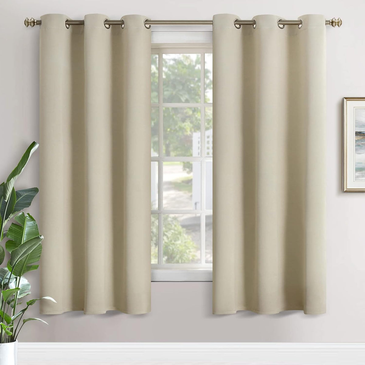 72"L x 42"W fabric curtains in Beige