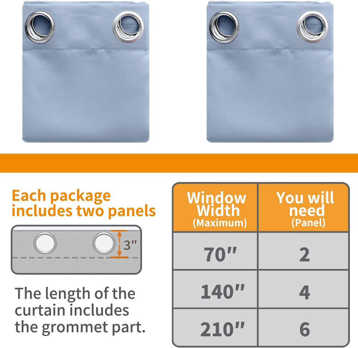 84"L x 52"W fabric curtains in Baby Blue, alternate view 6