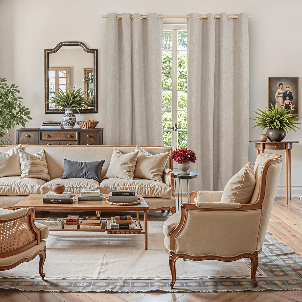84"L x 52"W linen curtains in Oatmeal, alternate view 3