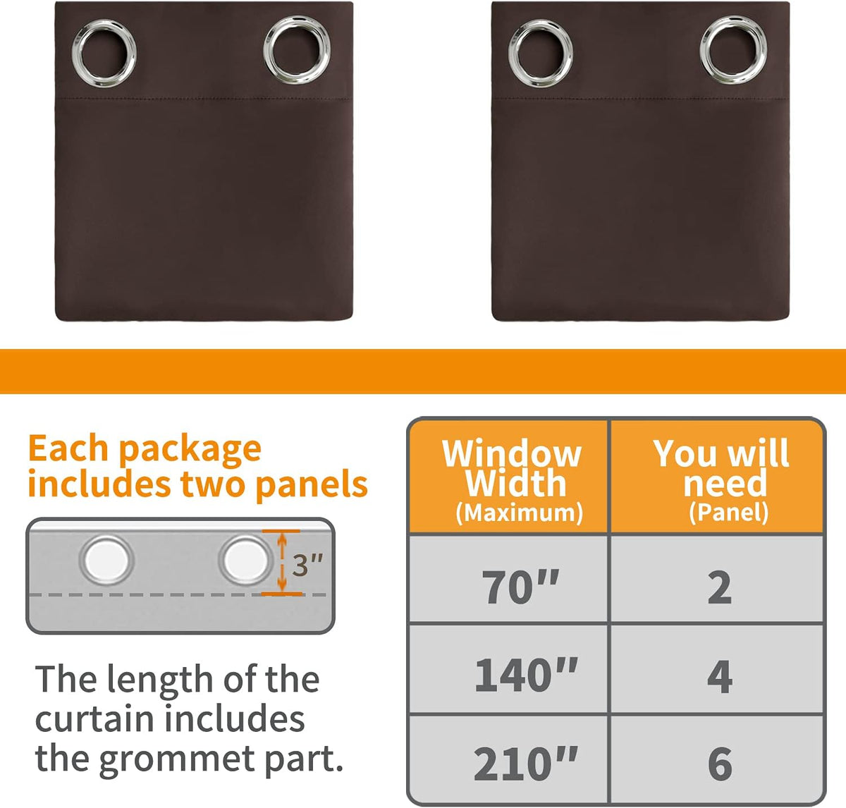 84"L x 52"W polyester curtains in Brown, alternate view 7