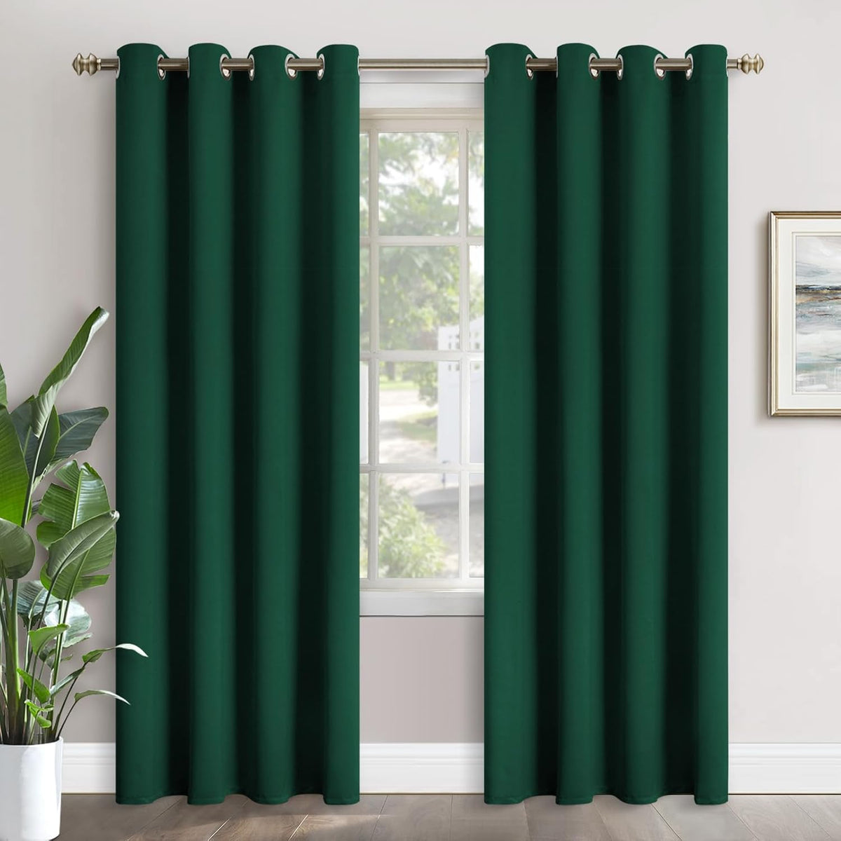 84"L x 52"W polyester curtains in Emerald