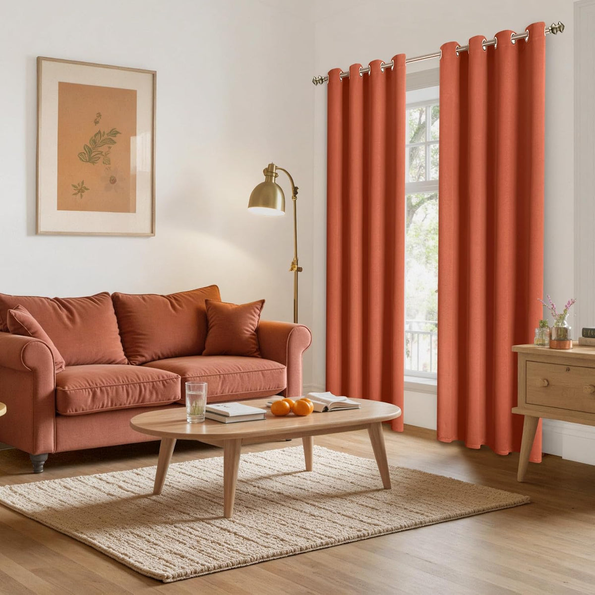 84"L x 52"W polyester curtains in Terracotta, alternate view 4