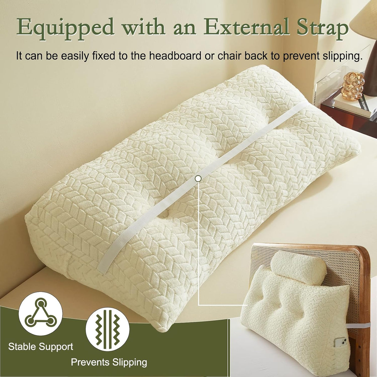 Twin microfiber backrest pillows in Off White, alternate view 5