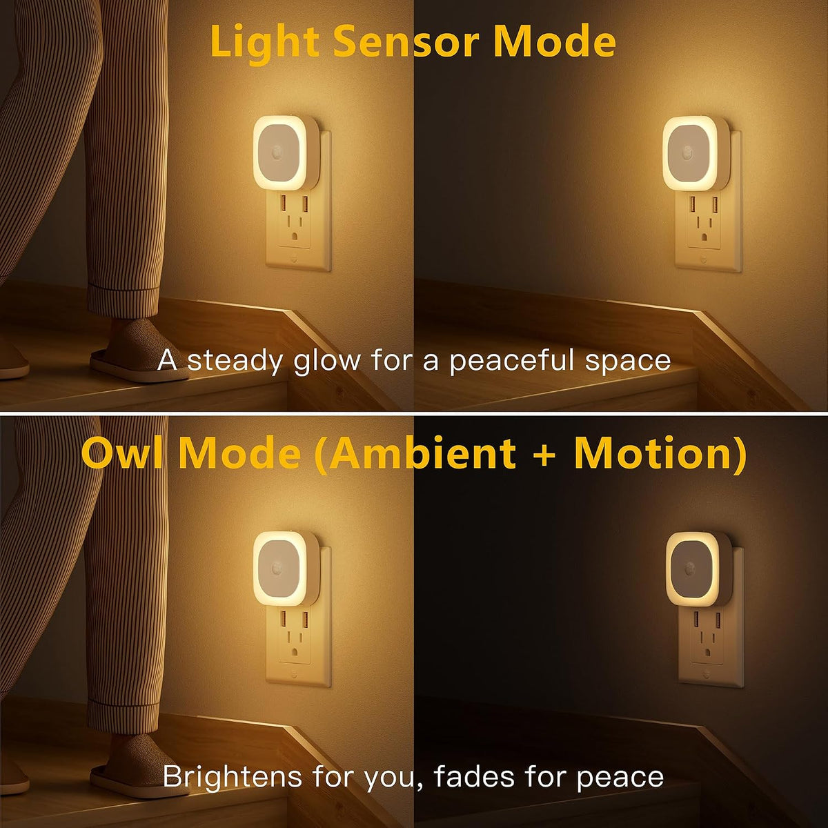 1.6"D x 2.65"W x 2.65"H plastic night lights & ambient lighting, alternate view 2