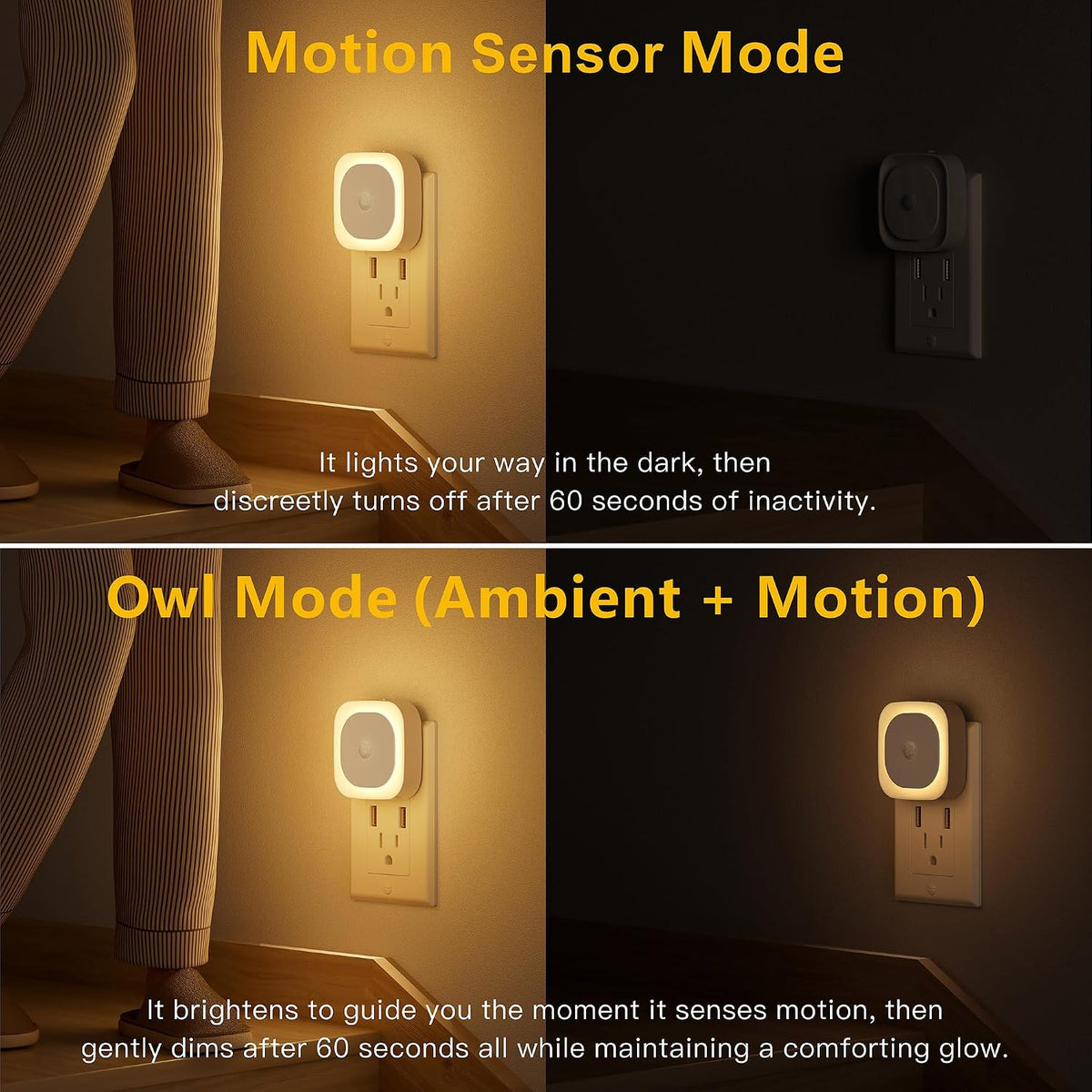 1.6"D x 2.65"W x 2.65"H plastic night lights & ambient lighting, alternate view 3