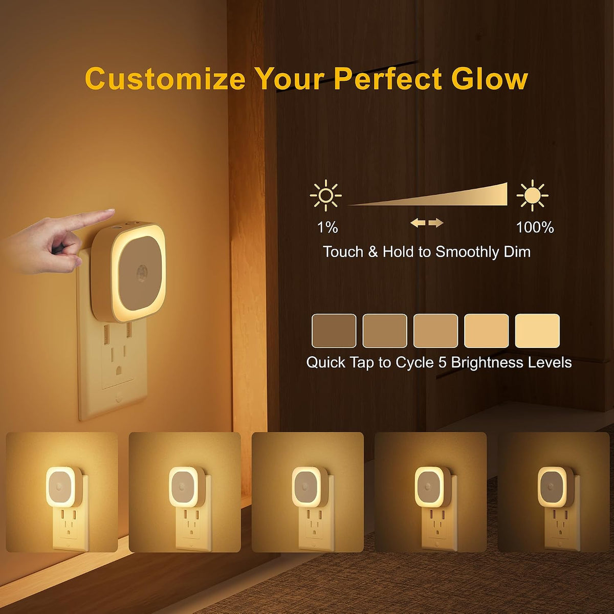 1.6"D x 2.65"W x 2.65"H plastic night lights & ambient lighting, alternate view 4