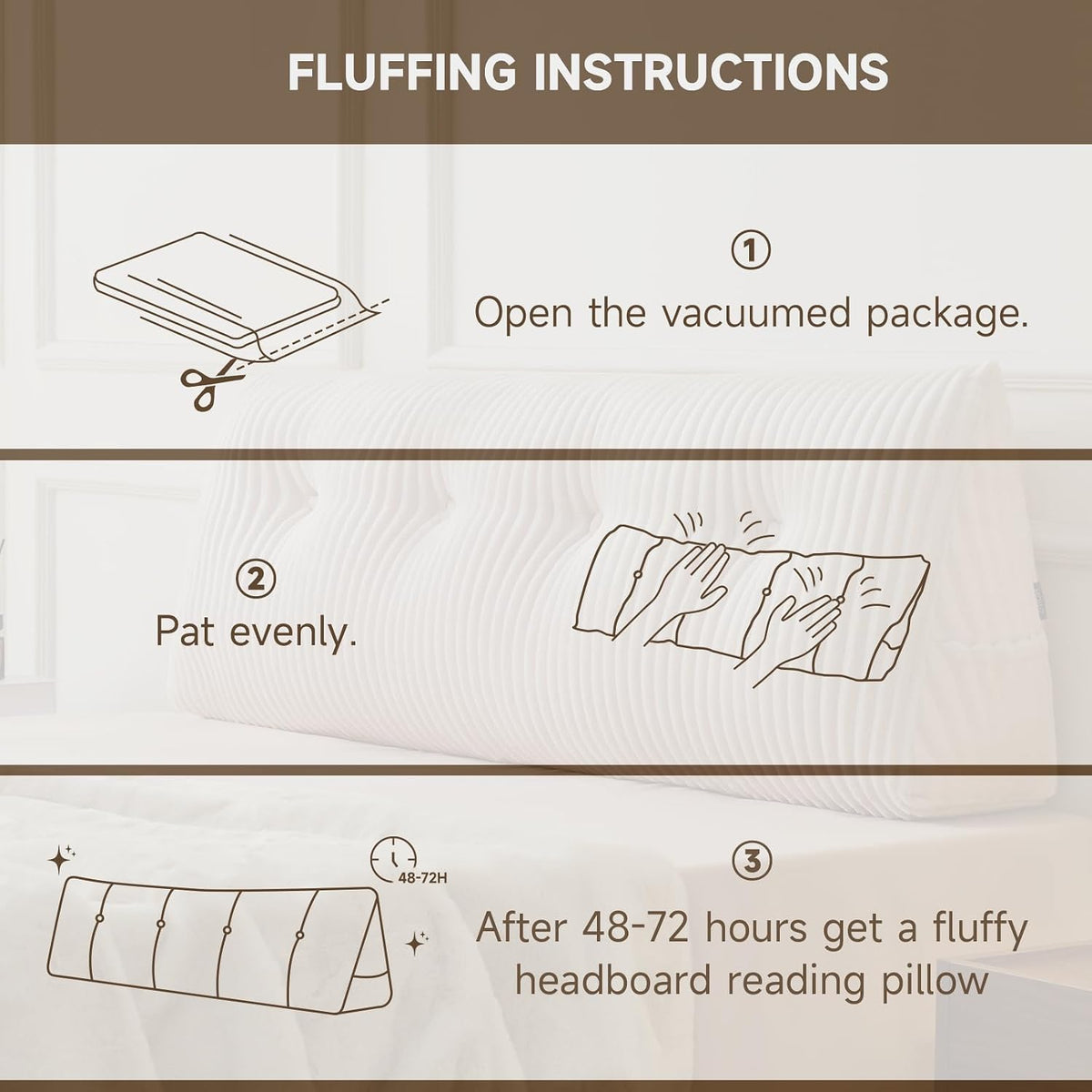 Queen cotton backrest pillows in Cream(no Roll Pillow), alternate view 9