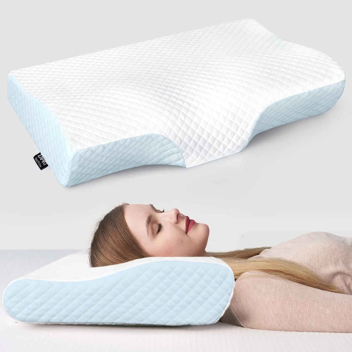 Standard(21*14*4.7inches) memory foam neck & cervical pillows in Blue