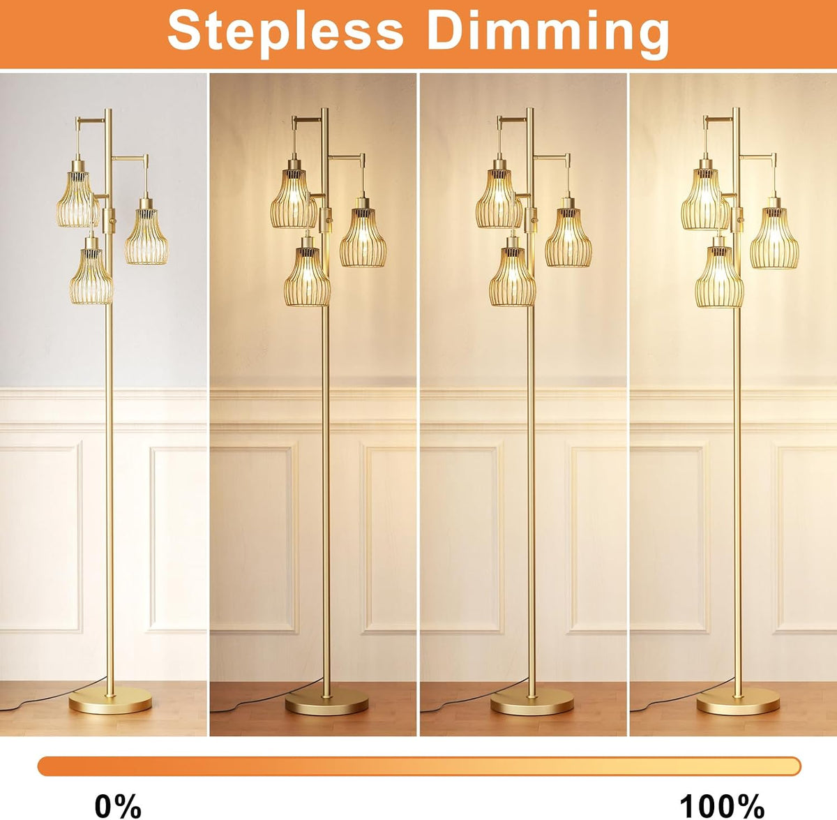 9.65"D x 9.65"W x 69.7"H metal floor lamps, alternate view 3