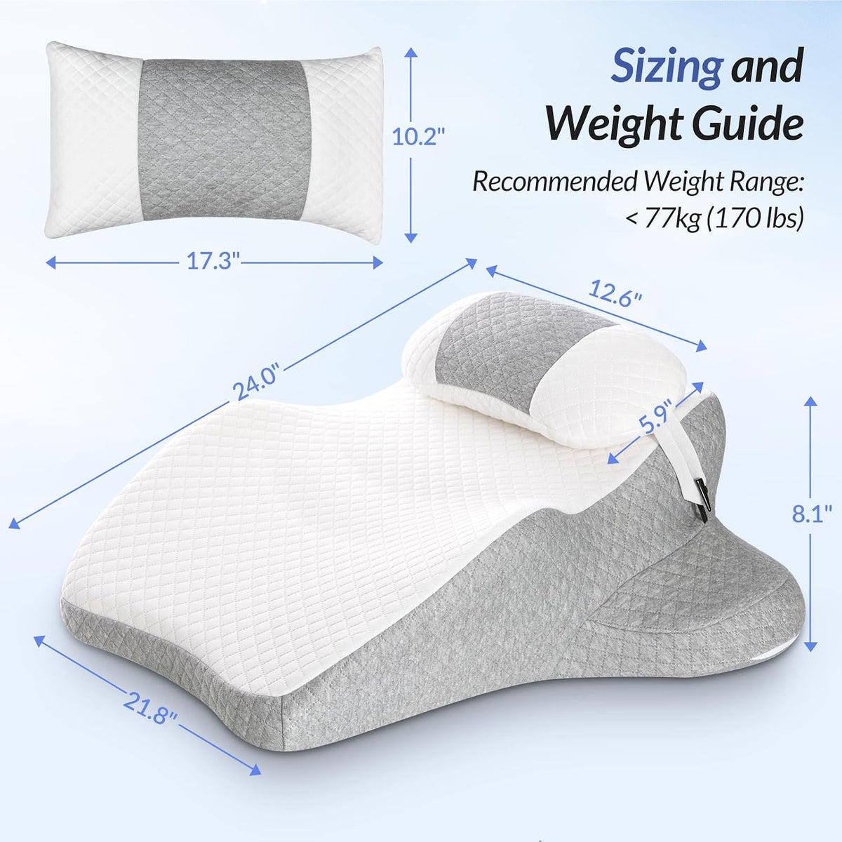 21.8 x 24.0 x.8.1 inches memory foam wedge pillows in White, alternate view 7
