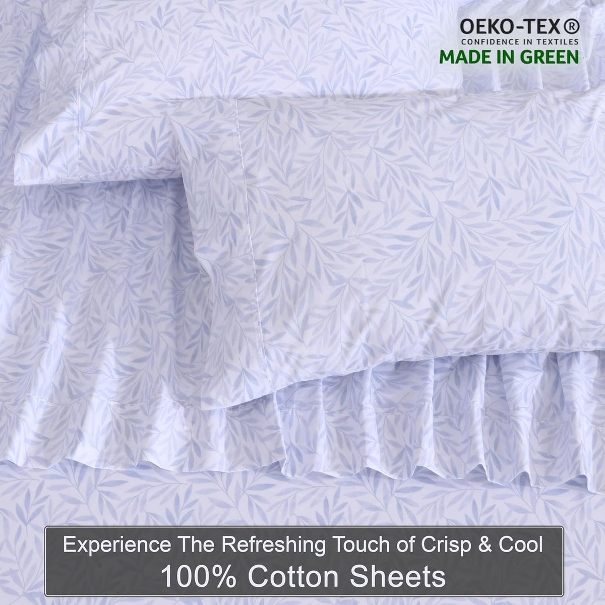 California King cotton bedding sets in Blue Autumn, alternate view 4