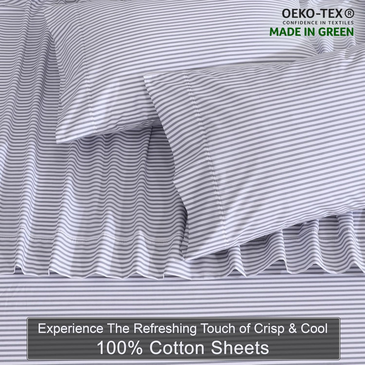 Full cotton bedding sets in Grey Stripe, alternate view 4