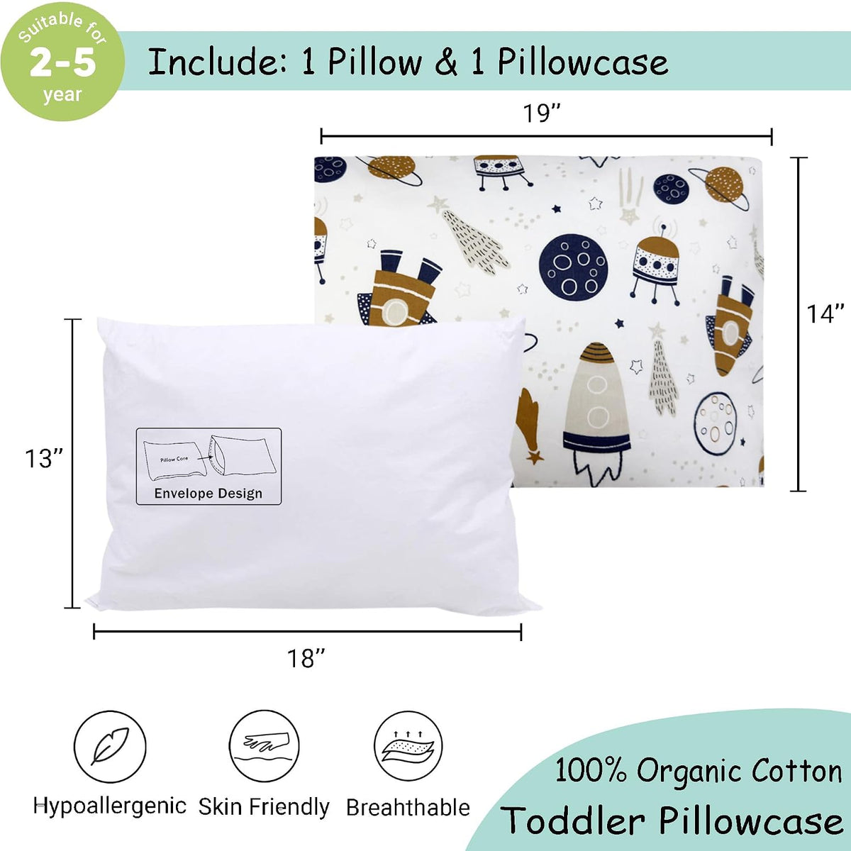 2 Piece Set 13"x18" microfiber pillows, alternate view 2