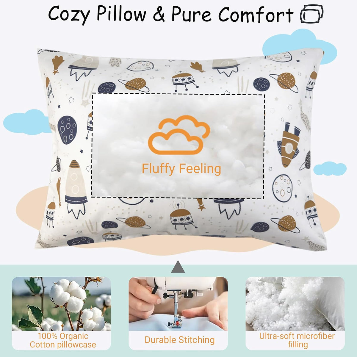 2 Piece Set 13"x18" microfiber pillows, alternate view 5