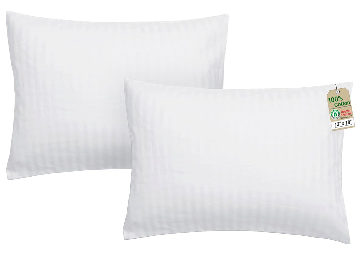 4 Piece Set 13"x18" microfiber pillows in White Stripe