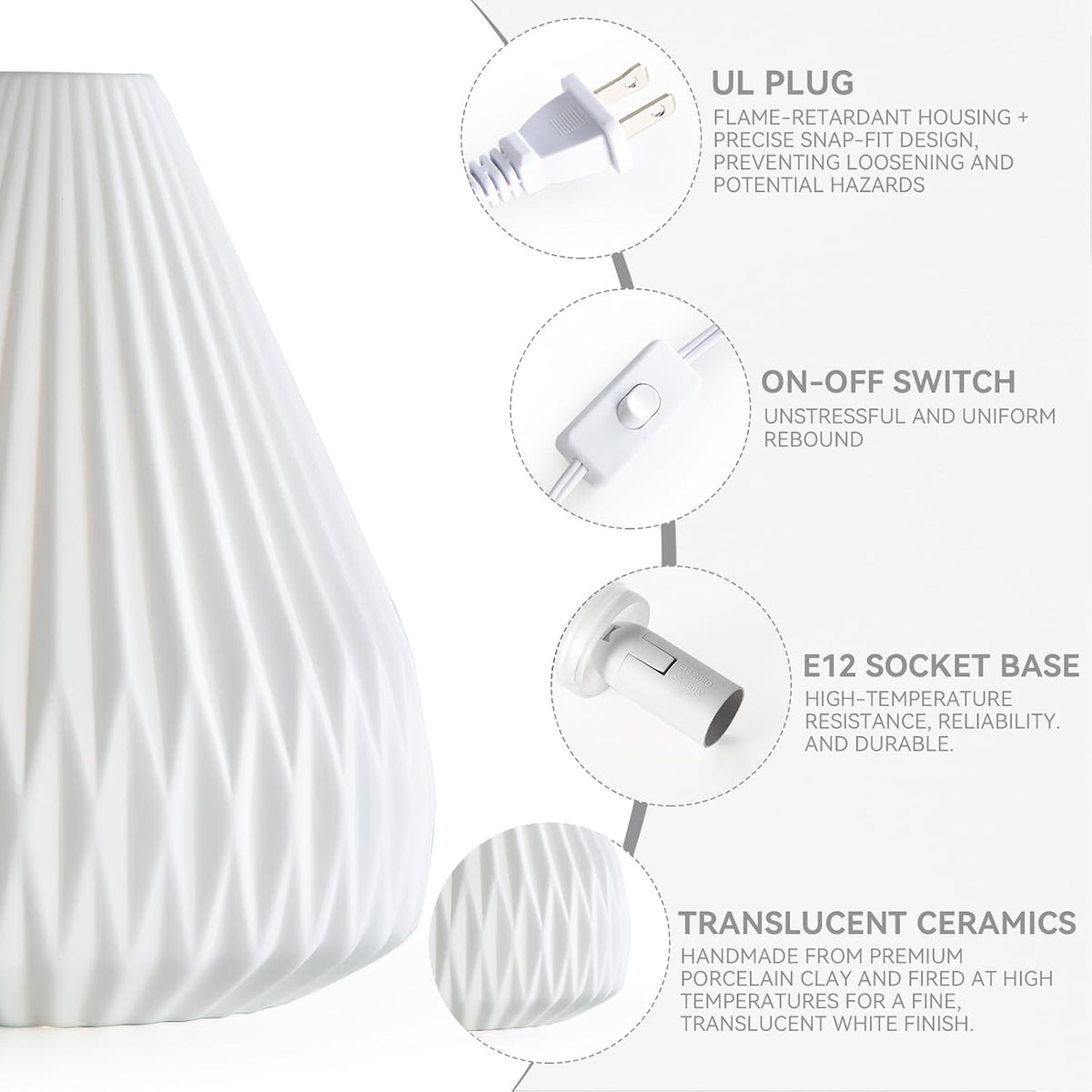 ZUIKAIG 6.7"D x 6.7"W x 9.1"H ceramic table lamps, alternate view 5